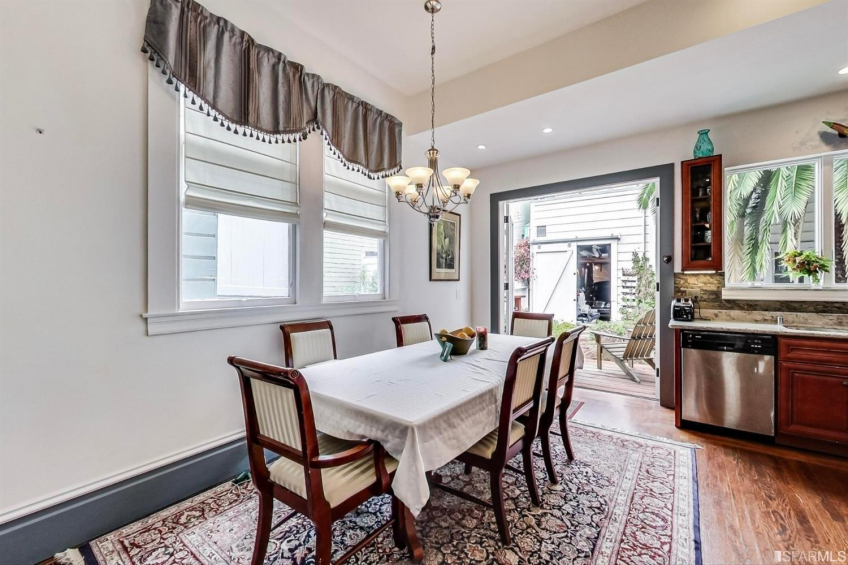 246 Middle Flat: Dining area adjacent to Kitchen, French Doors open directly to deck & yard Resource #375029: image #12